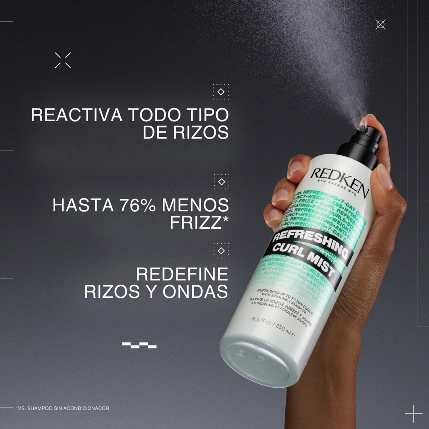 LEAVE IN EN SPRAY REDKEN REFRESHING CURL MIST PARA HIDRATAR Y REFRESCAR LOS RIZOS (SPRAY LIGERO SIN ENJUAGUE)